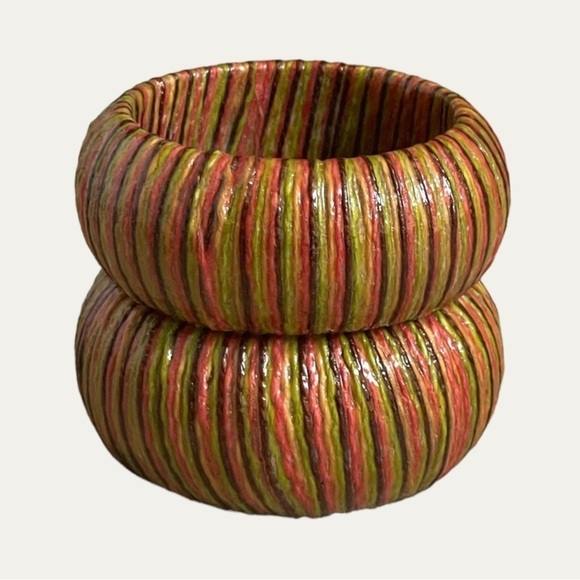 ๐บ Boutique Boho Colorful Embroidery Thread Wrapped Bangles Set - Picture 4 of 5